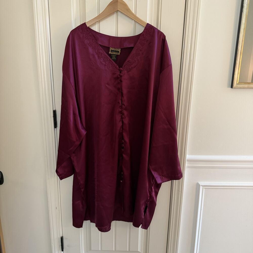 Vintage Solange Satin Burgundy Nightgown House Dress Women’s Size 26/28
